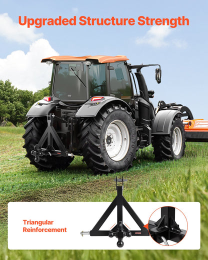 3-punkts dragkrok, 2-tums fäste, 3-punkts snabbkoppling med 3 kulor, dragstångsadapter för traktor, kompatibel med Kubota, Mahindra, Ford, Yanmar, John Deere, Massey Ferguson