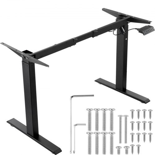 Stående skrivbordsram, justerbar 70-117 cm höjd och 95-158 cm längd elektriska ståben för datorbord, ergonomisk gör-det-själv-arbetsstation för hem och kontor (endast svart ram)