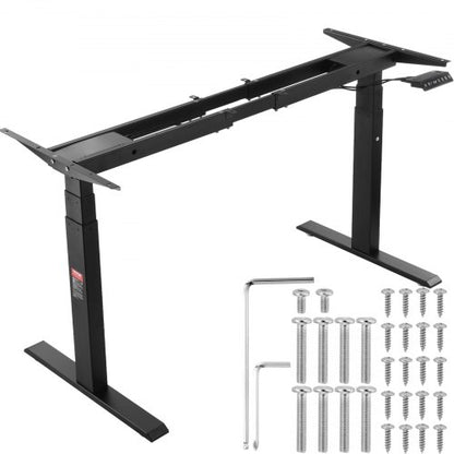 Elektrisk ståbordsram med dubbel motor, justerbar, 65-129 cm höjd, svart