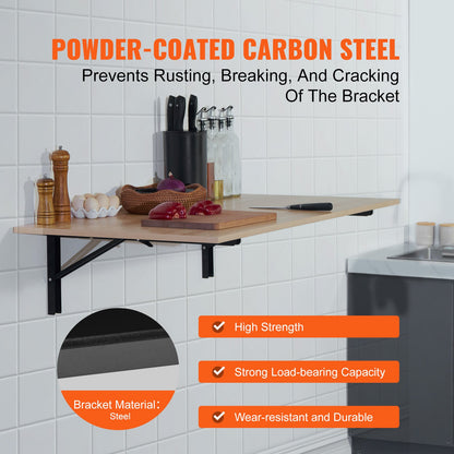 Shelf Bracket Foldable, 24” L 2 Pcs , Heavy Duty Floating Shelf Brackets, Brackets for Shelves, 5mm Thick Matte Black L Shelf Bracket,Steel Shelving Brackets with 300 lbs Load Capacity