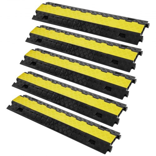 5 st kabelskydd för ramp, 2 kanaler, 10000 kg/axelkapacitet 91,8x25x4,3 cm Kraftigt TPU-vajerskydd för rampslang, rampuppfart, trafikhinder med TPR-öppningsbart toppskydd, för inomhus- och utomhusbruk