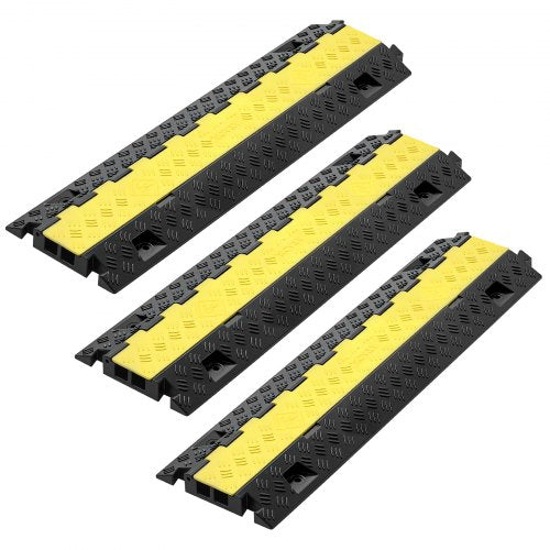 Kabelskyddsramp, 9 979 kg/axelkapacitet, 2-kanaligt kraftigt TPU-sladdskydd för slang, 31 x 28 mm kanal, trafikhinder med öppningsbart toppskydd, för inomhus- och utomhusbruk, 3-pack