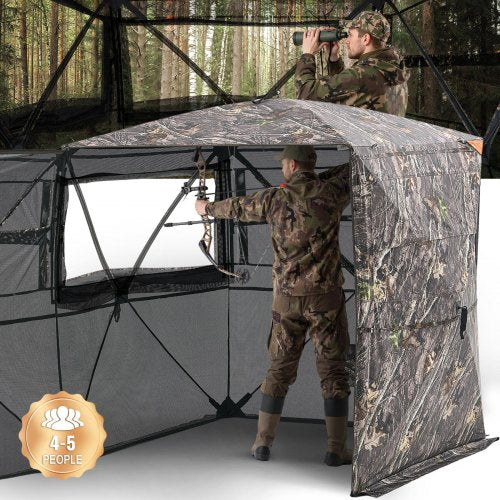 Jakttält, genomskinliga markskydd för 4-5 personer med bärväska, 360 graders bärbart kamouflagetält, hållbart dolt skydd med tyst dragkedja, dörr och fönster, för kalkon och hjort