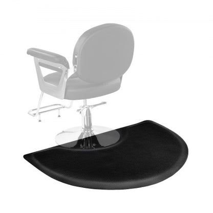 Salongsmatta för hårstylist, 1220 x 905 mm halvcirkelformad salongsstolsmatta, 13 mm förtjockad anti-trötthetsmatta för frisörer med runda utskärningar, lättrengjord PVC-yta och snubbelsäkra, avfasade kanter