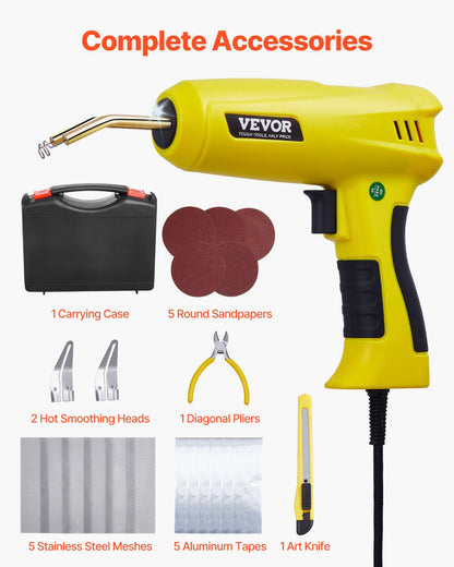 Plastsvetssats, 220W plastsvetspistol med 800 st. häftklamrar och 56 st. svetstrådar, professionell häftklamrare med LED-ljus, bärväska för kajak, leksaker, reparation av bilstötfångare