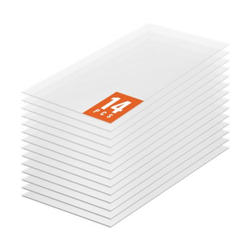 14-pack polykarbonat växthuspaneler, 2' x 4' x 0,16'' takpaneler, vattentät UV-skyddad korrugerad plasttakläggning, slagtålig genomskinlig takplåt för växthus/trädgård