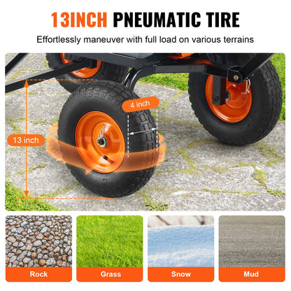 Poly Garden Dump Cart Robusta trädgårdsvagnar och vagnar 6,48 kubikfot/183,4 l 1200 lbs/544,3 kg