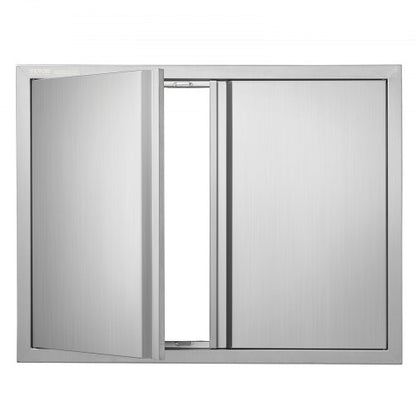 BBQ Access Door, 787x609 mm Double Outdoor Kitchen Door, Stainless Steel Flush Mount Door, Wall Vertical Door with Recessed Handles , for BBQ Island, Grilling Station, Outside Cabinet