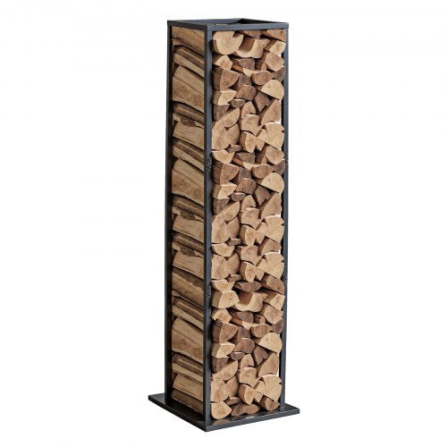 Indoor Firewood Rack, 33 × 32 × 112 cm Log Stacker Holder, Holds up to 45kg, Tall Wood Storage Stand, Powder-Coated Steel Firewood Holder, Heavy Duty Wood Pile Rack for Fireplace