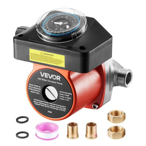Varmvattencirkulationspump, med timer, 38 LPM omedelbar recirkulationspumpsats, cirkulationscirkulatorsystem, 100W AC 220-240V, G3/4 tum till G1/2 tum-kontakt, för panna solvärmare