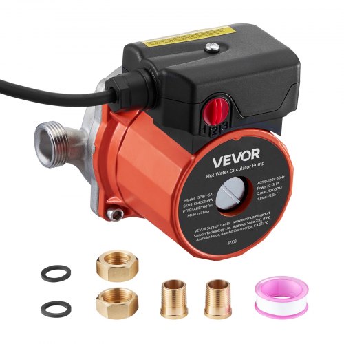 Varmvattencirkulationspump, 38 l/min, omedelbar cirkulation, 3-växlad kontroll, 100 W, AC 220-240 V, G3/4 tum till G1/2 tum adapter, rostfritt stålhuvud, för varmvattenberedare