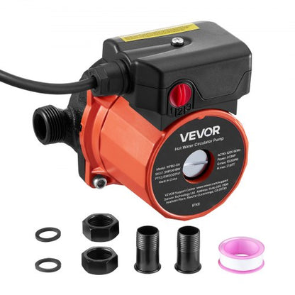 Varmvattencirkulationspump, 38 l/min, omedelbar cirkulation, 3-växlad kontroll, 100 W, AC 220-240 V, G3/4 tum till G1/2 tum adapter, gjutjärnshuvud, för varmvattenberedare