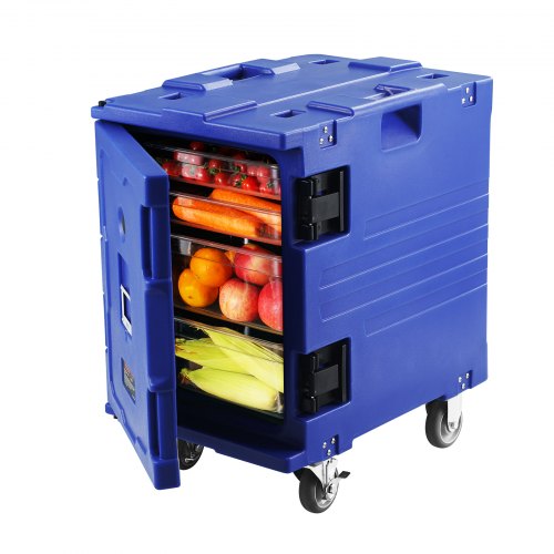 Isolerad matlåda, 82 qt värmelåda för catering, LLDPE-matlåda med spänne i ett stycke, frontmatad matvärmare med handtag, ändmatare med hjul för restaurang, matsal, etc.