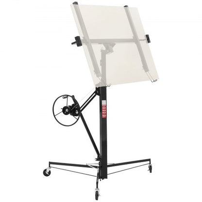 3353 mm gipslyft, kraftig 68 kg gipskivotlyft med justerbar teleskoparm, låsbara hjul, gipslyft, paneldomkraft, lyftverktyg, idealisk för tak- och vägginstallation (svart)