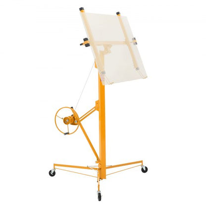 4877 mm Drywall Lift, Heavy-Duty 68 kg Sheetrock Hoist with Adjustable Telescoping Arm, Lockable Wheels, Drywall Lifter Panel Jack Hoist Tools Ideal for Ceiling & Wall Installation (Yellow)