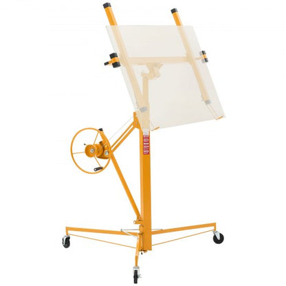 3353 mm gipslyft, kraftig 68 kg gipskivotlyft med justerbar teleskoparm, låsbara hjul, gipslyft, paneldomkraft, lyftverktyg, idealisk för tak- och vägginstallation (gul)