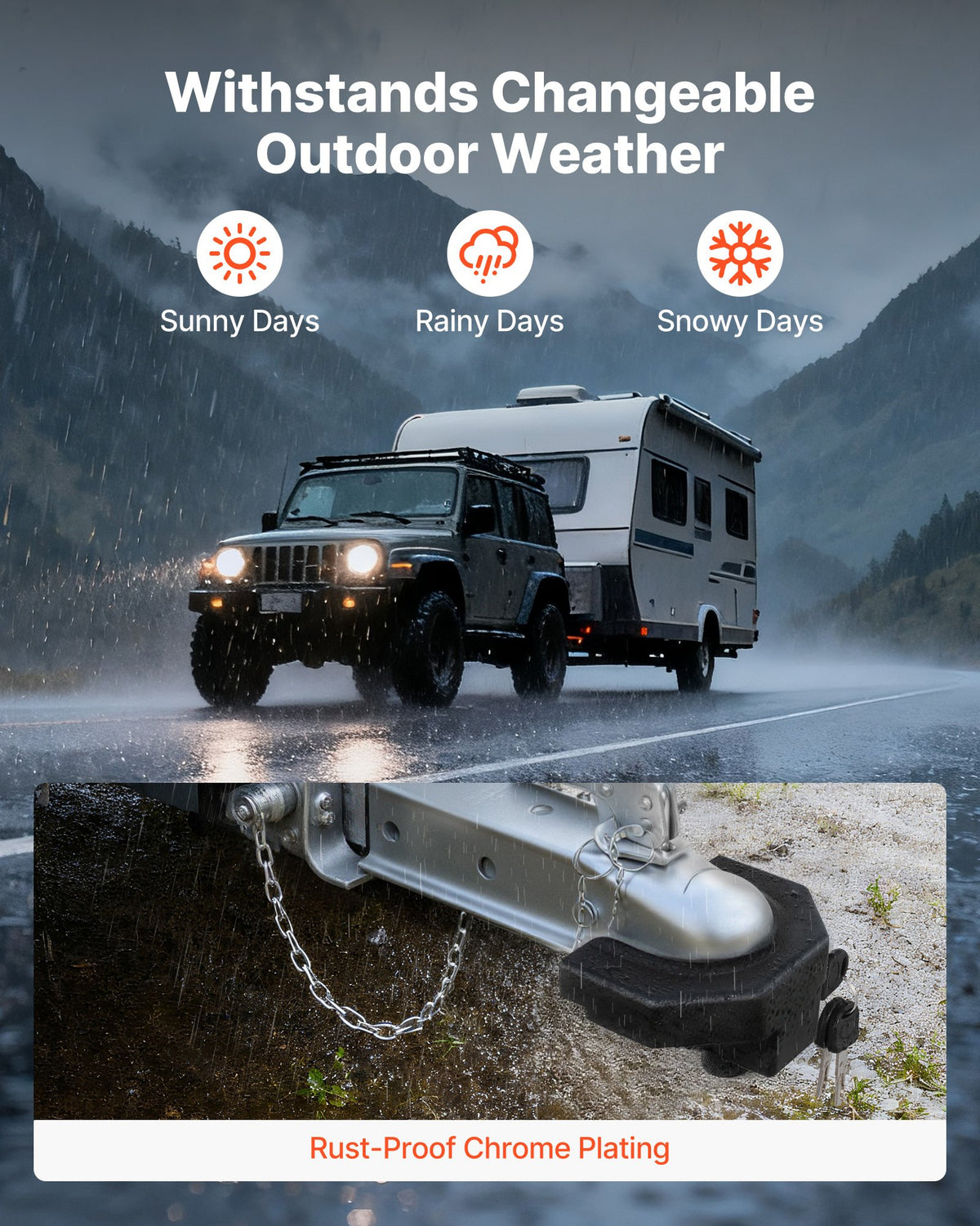 Trailer Hitch Lock Kit, Compatible with 58.7 mm Couplers, Heavy-Duty Anti-Theft Trailer Ball Lock with 3 Keys & Padlock, Prying-Resistant & Impact-Resistant, Fits for RVs, Boats, Trailers