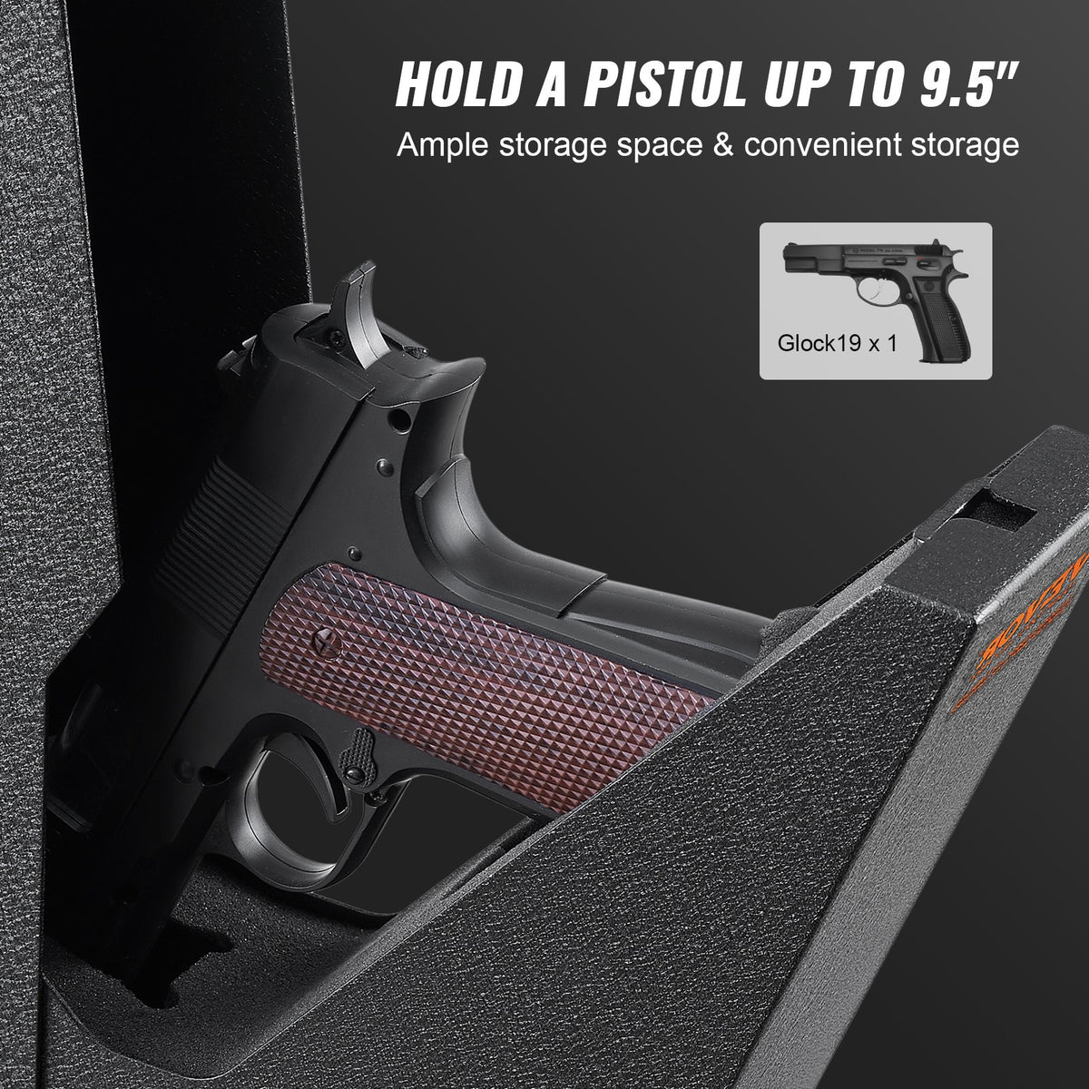 Monterat vapenskåp för pistoler Biometriskt vapenskåp 3 åtkomstvägar för 1 pistol