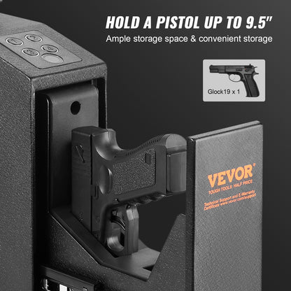 Monterat vapenskåp för pistoler, biometriskt vapenskåp med tre snabba åtkomstvägar för fingeravtryck, lösenord och nycklar, pistolskåp för 1 pistol för hemmet, sängbordet, nattduksbordet, väggen