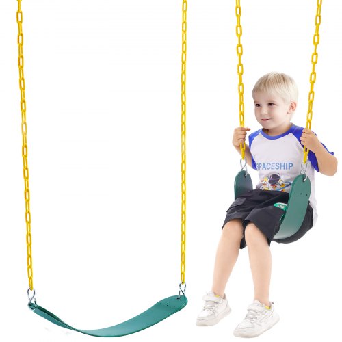 2-Pack Swing Seats, with 66 Inch Coated Chains and Snap Hooks, Support 300 lbs Swings Replacement for Outdoor Swing Set, Swing Set Accessories for Kids, for Outdoor and Indoor Use, Green