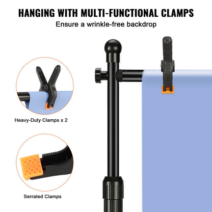 304.8 x 304.8 cm Pipe and Drape Kit, Heavy Duty Backdrop Stand with Carbon Steel Base, Adjustable Backdrop Support with 6 Clamps and A Carry Bag for Wedding, Party, Event, Photography, and Exhibition