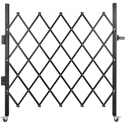 Enkel vikbar säkerhetsgrind, 170 × 124 cm (B × H) vikdörrgrind, säkerhetsgrind i stål med dragspel, flexibel expanderande säkerhetsgrind, 360° rullande barrikadgrind, saxgrind eller dörr med hänglås
