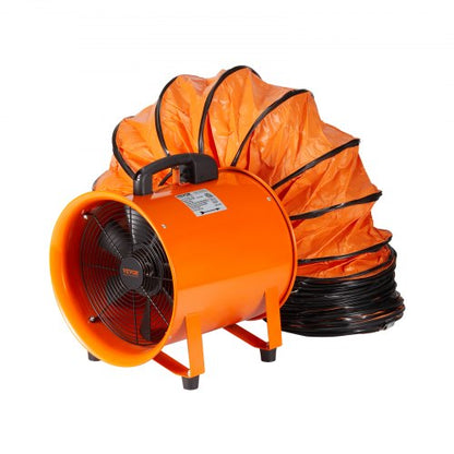 40,6 cm bärbar fläkt, 2 hastigheter 5175 CFM höghastighets industriell fläkt med 10 m flexibel slang, axial frånluftsfläkt för källare, verkstäder, lager, orange