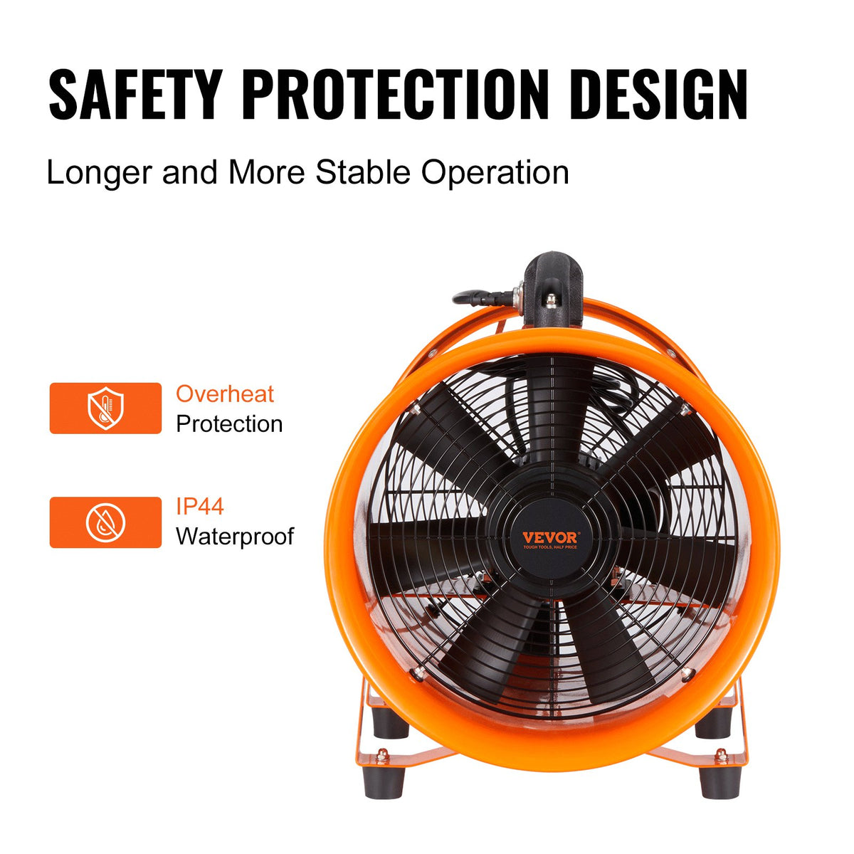 40.6cm Portable Ventilator, 2 Speed 5175CFM High-Velocity Industrial Utility Blower Fan with 5m Flexible Duct Hose, Exhaust Axial Fan for Basements, Workshops, Warehouses, Orange