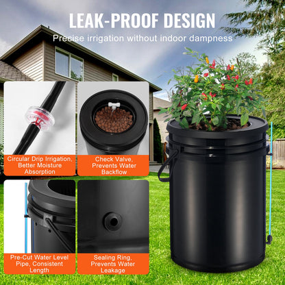 RDWC hydroponiksystem Recirkulerande djupvattenkultur 4 hinkar 18,9 l