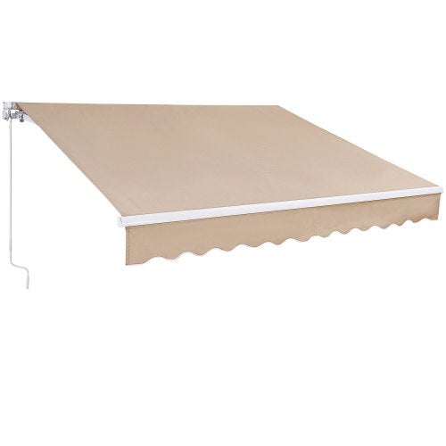 Manuell infällbar markis, 13 x 8 fot utomhusmarkis infällbar solskydd, vattentålig polyester altandörrfönstermarkis solskydd med vev för bakgård, balkong