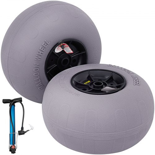 Beach Balloon Wheels, 33 cm Replacement Sand Tires, TPU Cart Tires for Kayak Dolly, Canoe Cart and Buggy w/ Free Air Pump, 2-Pack
