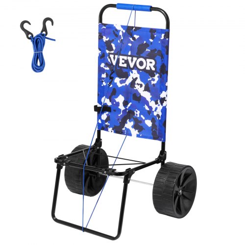 Beach Dolly with Big Wheels for Sand, 15.4" x 15.7" Cargo Deck, w/ 10" PE Solid Wheels, 69LBS Loading Capacity Folding Sand Cart, Heavy Duty Cart for Picnic, Camping, Fishing, Beach, Gardening