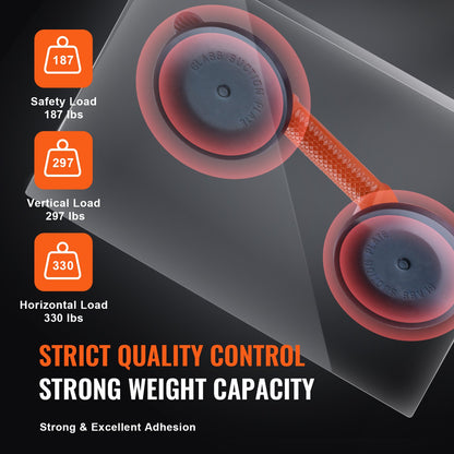 Glass Suction Cup, 11.9 cm 2 Pack 149.7 kg Load Capacity, Vacuum Suction Cup with Aluminum Handle, Heavy Duty Industrial Suction Cup Lifter Tool for Glass, Granite, Tile, Metal, Wood Panel Lifting