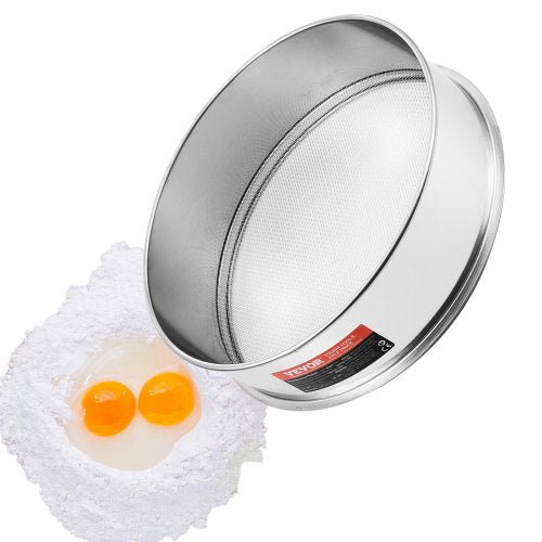 Mjölsikt med finmaskigt nät, mjölsikt med 12 mesh, finmaskigt sikt i 304 rostfritt stål, livsmedelsklassat, diameter 30 cm för bakning, 5 maskstorlekar för mungbönor, ris, mjöl och pärlpulver