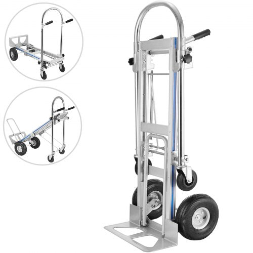3 i 1 hopfällbar säckvagn i aluminium, handvagn, vagn, kraftig hopfällbar