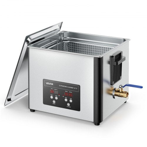 15L ultraljudsrengöring, professionell ultraljudsrengöringsmaskin med rengöringskorg och digital display, 240W rostfritt stål 40kHz industriell rengöringsmaskin för delar, förgasare, instrument