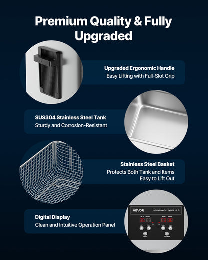30L Ultrasonic Cleaner, Professional Ultrasonic Cleaner Machine with Cleaning Basket & Digital Display, 480W Stainless Steel 40kHz Industrial Cleaning Machine for Parts, Carburetors, Instruments