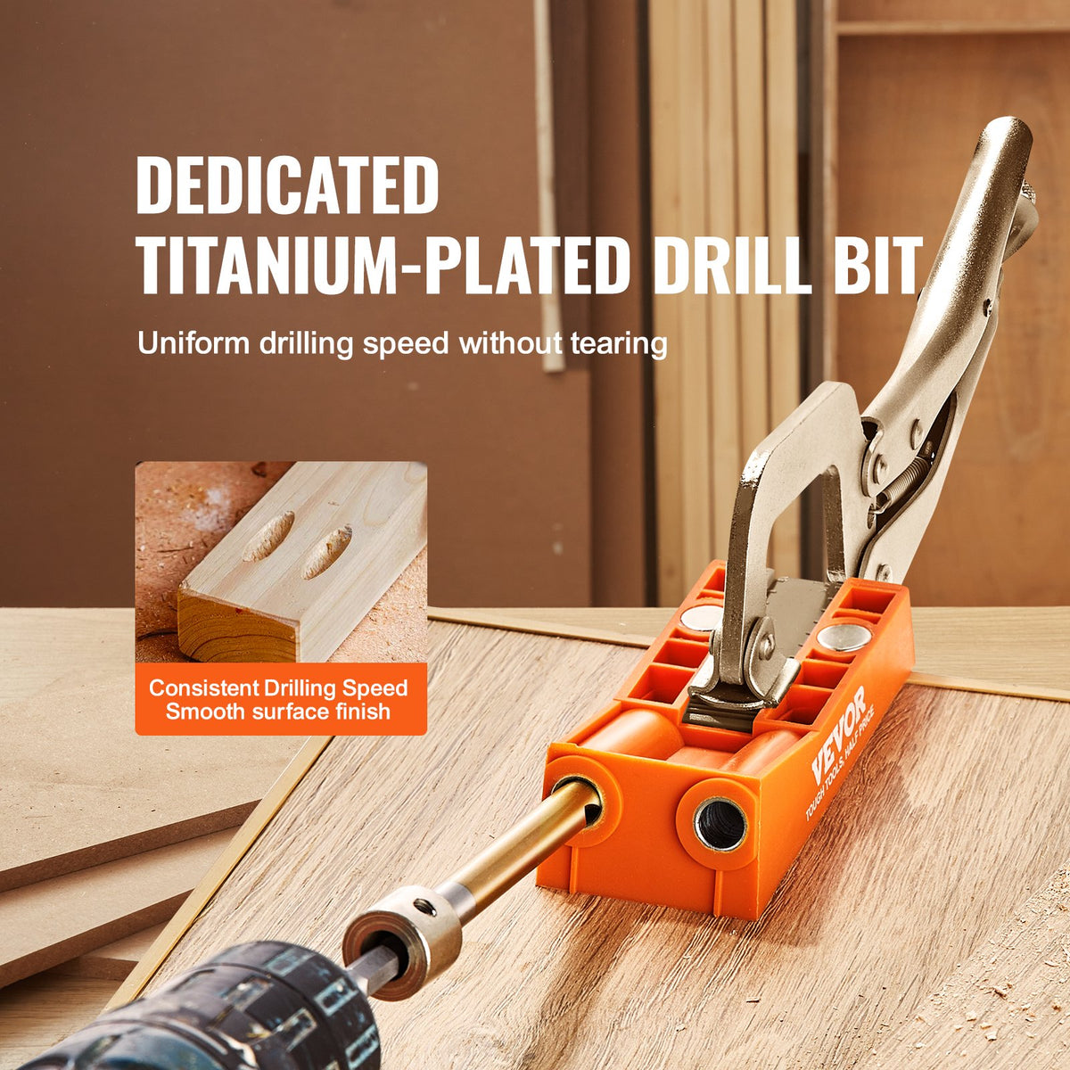 Pocket Hole Jig, 56 Pcs Mini Jig Pocket Hole System with 22.9 cm C-clamp, Step Drill, Wrench, Drill Stop Ring, Square Drive Bit, and Screws, for DIY Carpentry Projects