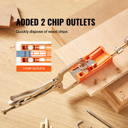 Pocket Hole Jig, 56 Pcs Mini Jig Pocket Hole System with 22.9 cm C-clamp, Step Drill, Wrench, Drill Stop Ring, Square Drive Bit, and Screws, for DIY Carpentry Projects