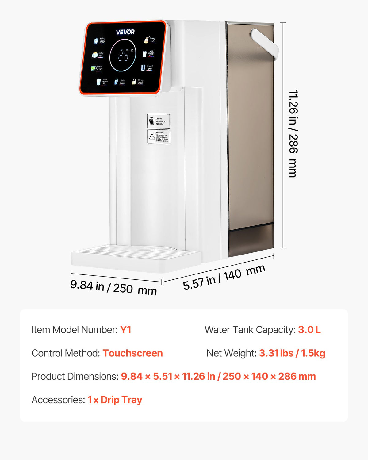 Instant Hot Water Dispenser, Countertop Boiling Water Dispenser with Adjustable 6 Temps & 8 Water Volumes, 101oz(3L) Removable Water Tank, Quick Heating with Touchscreen & Child Lock for Home