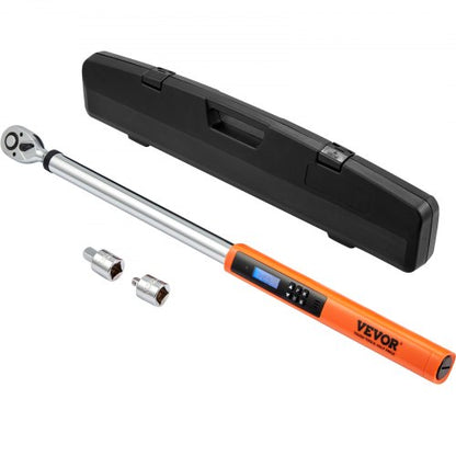 Digital momentnyckel, 1,3 cm-fäste, elektronisk momentnyckel, momentnyckelsats 25–250 ft.lb/34–340 nm, momentområde noggrant till ±2 %, justerbar momentnyckelsats med 3 lägen och LED-summerkalibrering
