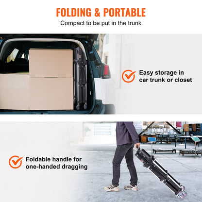 Hopfällbar verktygsvagn, 3 hyllor 74,8 kg kraftig plastvagn med låsbara hjul, ergonomiskt handtag, bärbar garageverktygsvagn för lager/kontor/hem (65,1x39,2x83,2 cm)