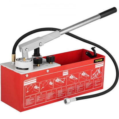 Hydrostatisk trycktestpump, test upp till 60 bar/860 psi, 12,1 l tank, hydrauliskt manuellt vattentryckstestare med tre-enhetsmätare och R 1,27 cm-anslutning för rörledningsvätsketrycktestning