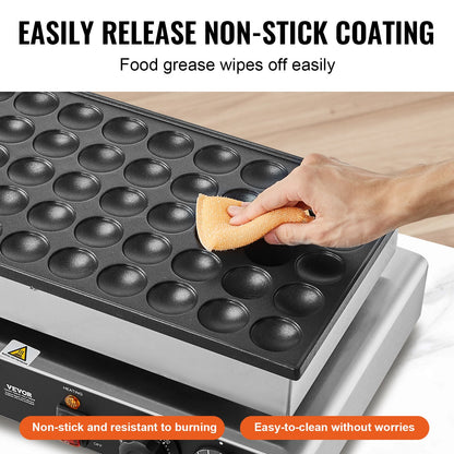 Mini holländsk pannkaksjärn, 50 st. Dorayaki-bagarmaskin med 43 mm diameter, 1700 W kommersiell elektrisk poffertjesgrill, non-stick rostfritt stål, dubbel temperatur- och tidskontroll, för hemmakök och restaurang