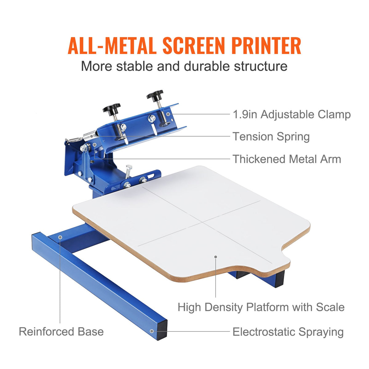 Screen Printing Machine, 1 Color 1 Station Silk Screen Printing Press, 21.2x17.7in / 54x45cm Screen Printing Press, Double-layer Positioning Pallet, Adjustable Tension for T-shirt DIY Printing