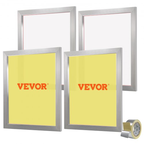 Screentryckssats, 4 delar aluminiumramar för silkscreentryck, 20x24 tums silkscreentrycksram med 355-tums nät, högspänningsnylonnät och tätningstejp för T-shirts DIY-tryck