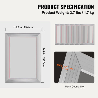 Screen Printing Kit Silk Screen Printing Frame 25.4 cm x 35.6 cm 110 Count Mesh 6pcs