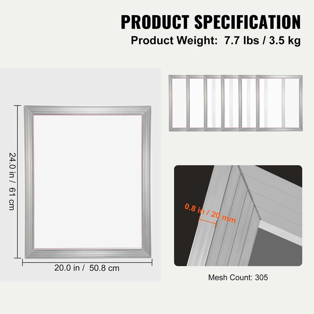 Screentryckspress Screentrycksmaskin 50,8 x 61 cm 305 mesh 6 screenramar