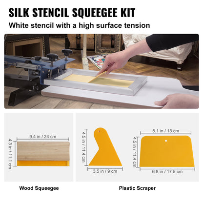 Screentryckssats, 2 delar aluminiumramar för silkscreentryck, 8x10/10x14 tum, 110-tums nät, 2 tejper och screentrycksskrapor och transparentfilm för t-shirts, gör-det-själv-tryck