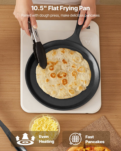 Tortillapress, 8-tums gjutjärnstortilla- och rotimaskin, kraftig tortilladorapress, pataconera-maskiner med handtag och 100 st bakplåtspapper, degtacopress för mjöltortilla, tawa